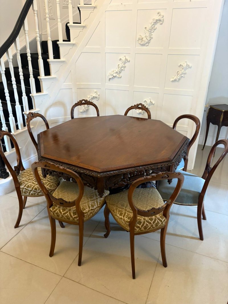 Superb Quality Large Antique Victorian Carved Oak Centre/Dining Table - Image 3